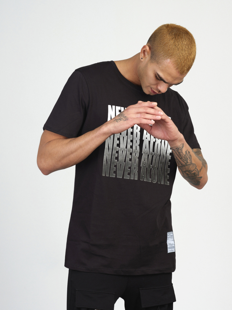 T-Shirt męski z nadrukiem czarny OZONEE MR/21513