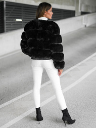 Kurtka zimowa damska z futerkiem czarna OZONEE JS/11Z8080Z