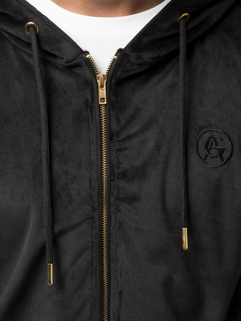 Komplet dresowy męski welurowy czarny OZONEE O/12128