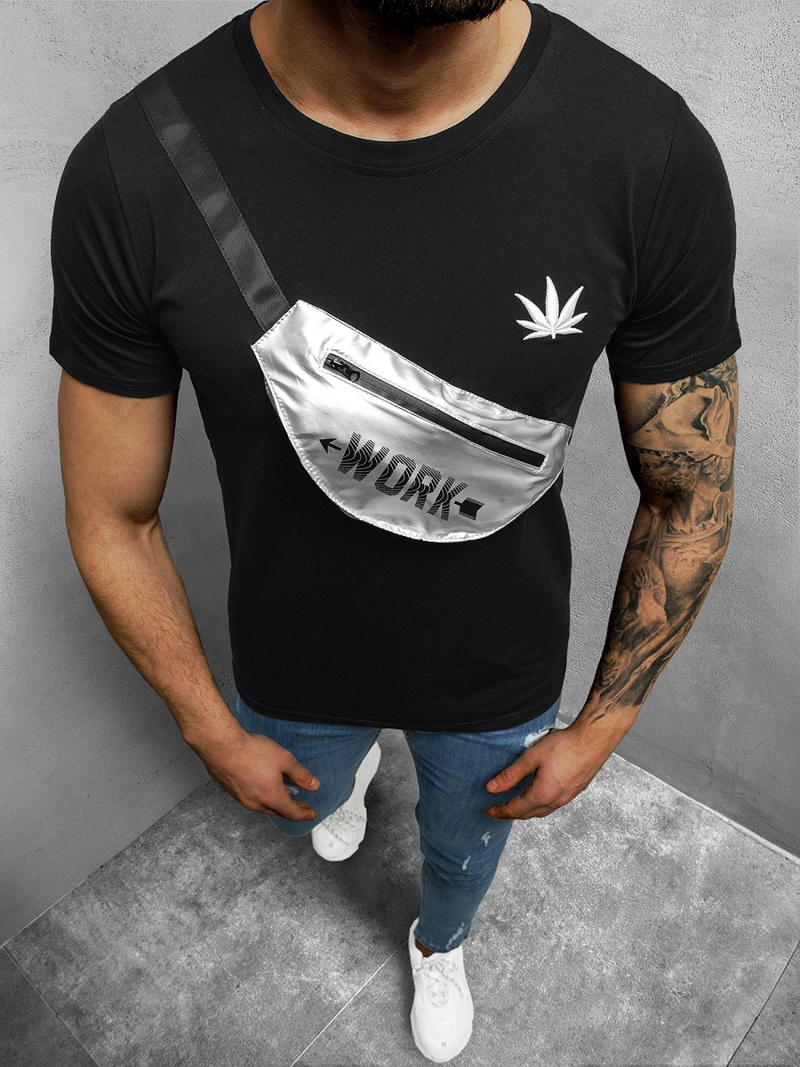 T-Shirt męski czarny OZONEE O/HM580