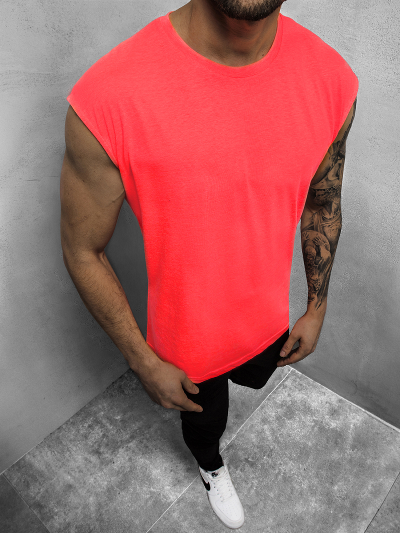 Koszulka bez rękawów męska różowy-neon OZONEE O/1265Z