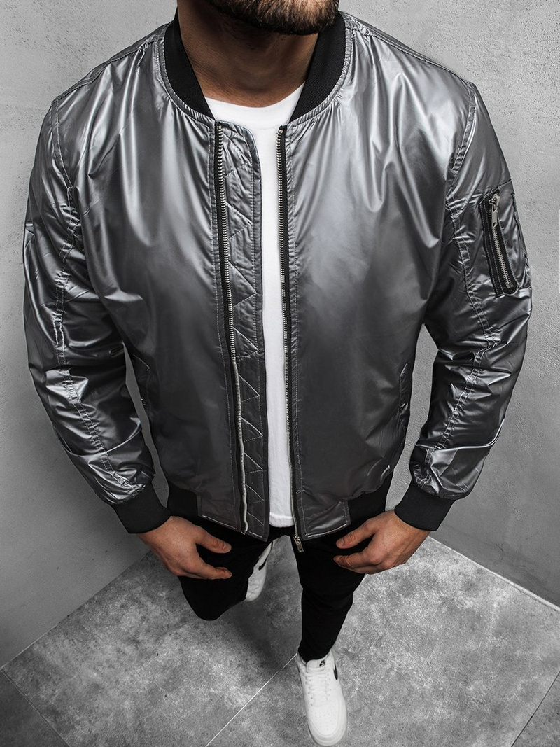 Kurtka bomberka męska srebrna OZONEE N/6147Z