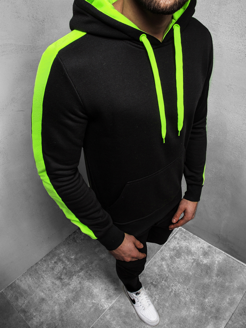 Bluza z kapturem męska czarno-seledynowa OZONEE JS/2012Z