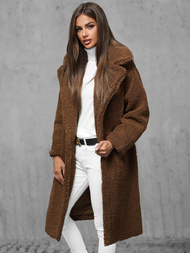 Płaszcz zimowy damski polarowy brązowy OZONEE O/Z01