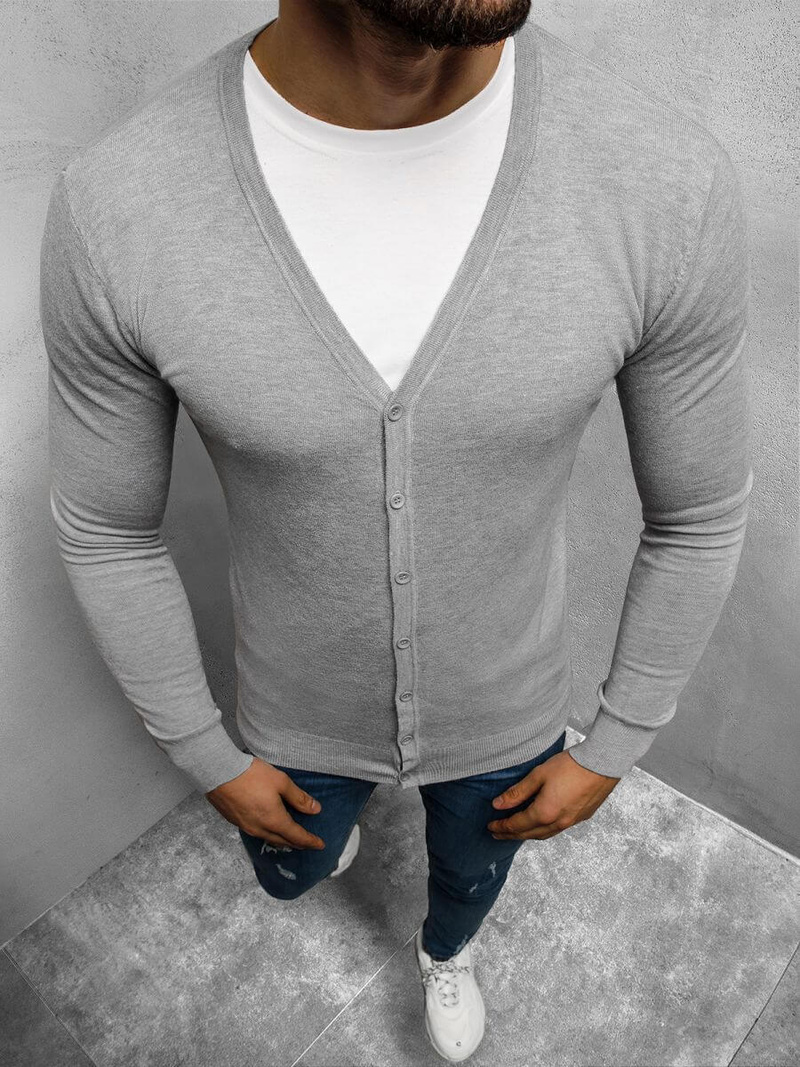 Sweter męski kardigan szary OZONEE TMK/YY06/3Z