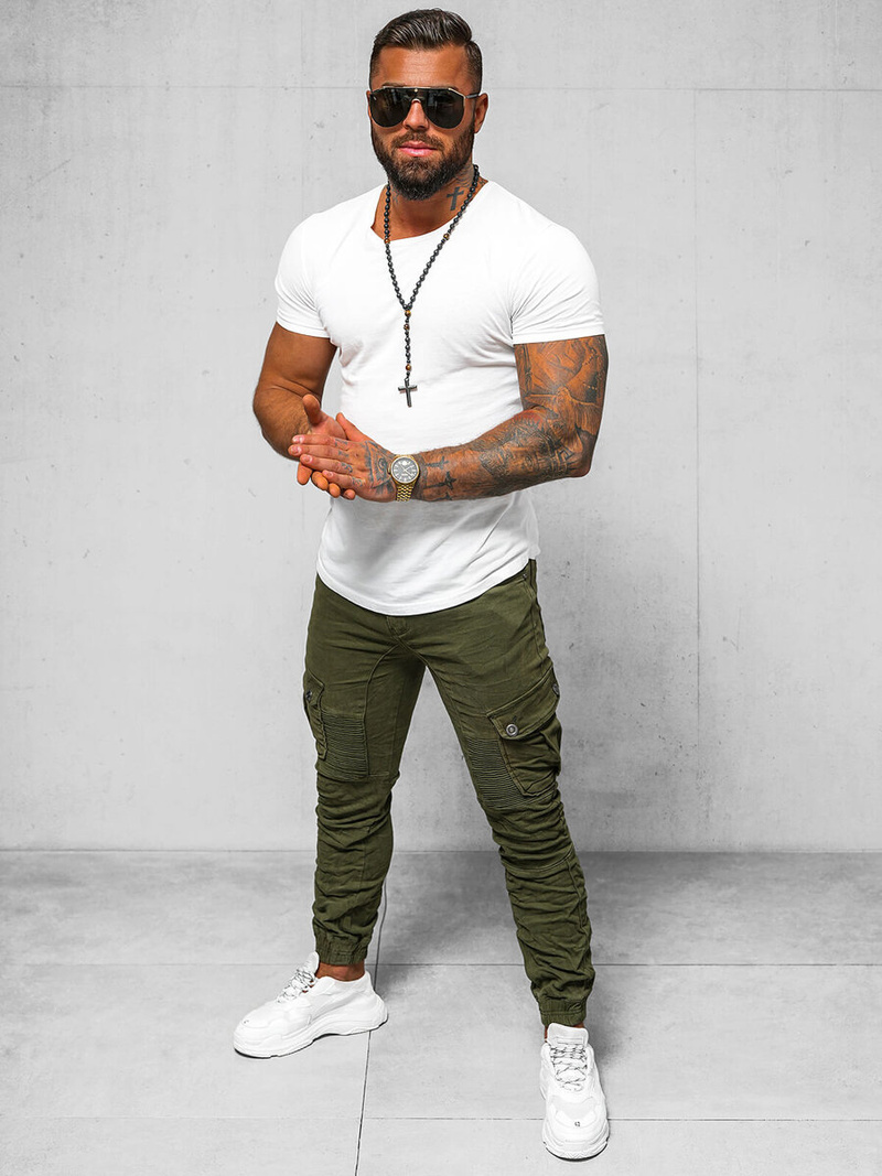 Spodnie męskie joggery zielone OZONEE O/E6979J