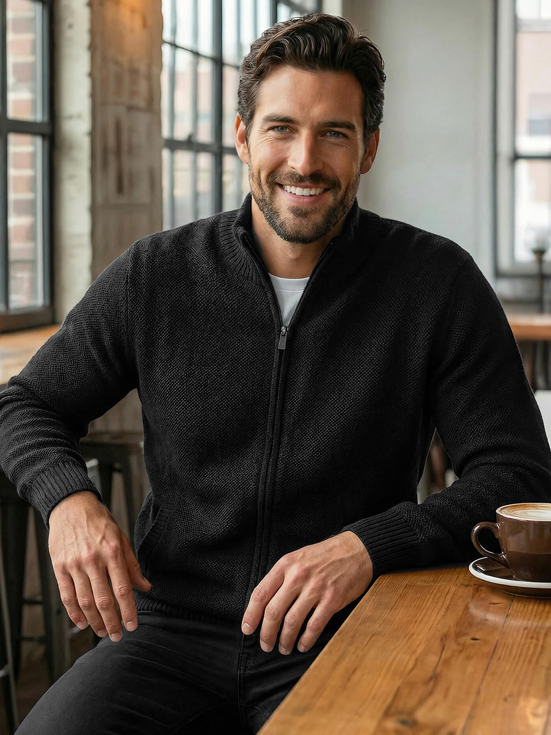 Светр чоловічій чорний OZONEE JS/59B3611/3