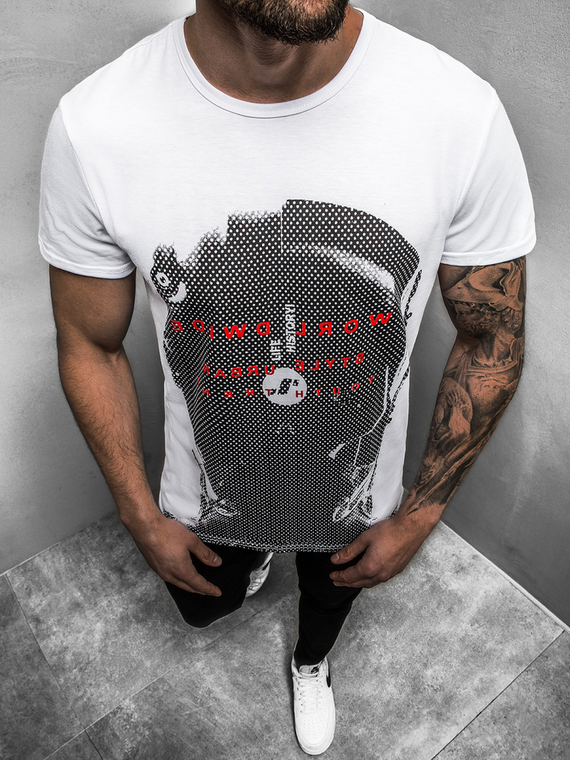 T-Shirt męski biały OZONEE JS/SS10931Z