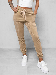 Spodnie dresowe damskie welurowe jasno-beżowe OZONEE O/390177M