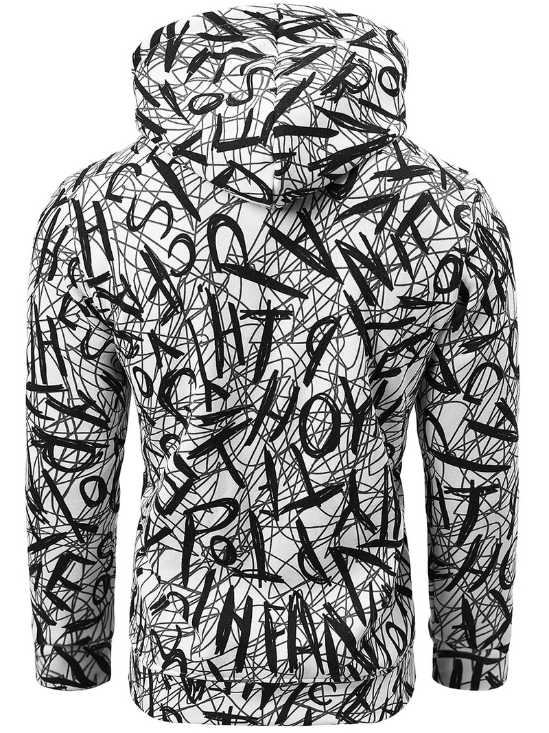 Bluza z kapturem męska biało-czarna OZONEE O/3503BZ