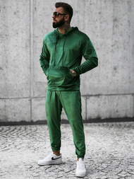 Komplet dresowy męski welurowy zielony OZONEE O/D7517