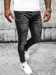 Spodnie jeansowe męskie czarne OZONEE O/MB465