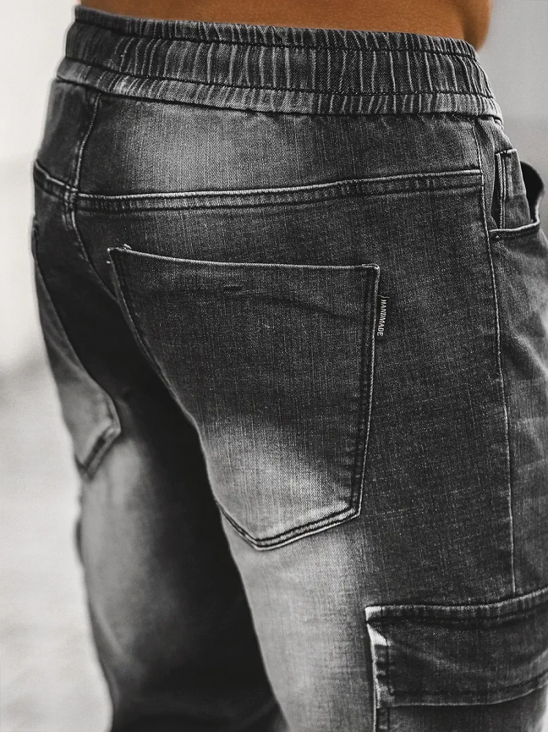 Spodnie jeansowe joggery męskie czarne OZONEE NB/MP0131N