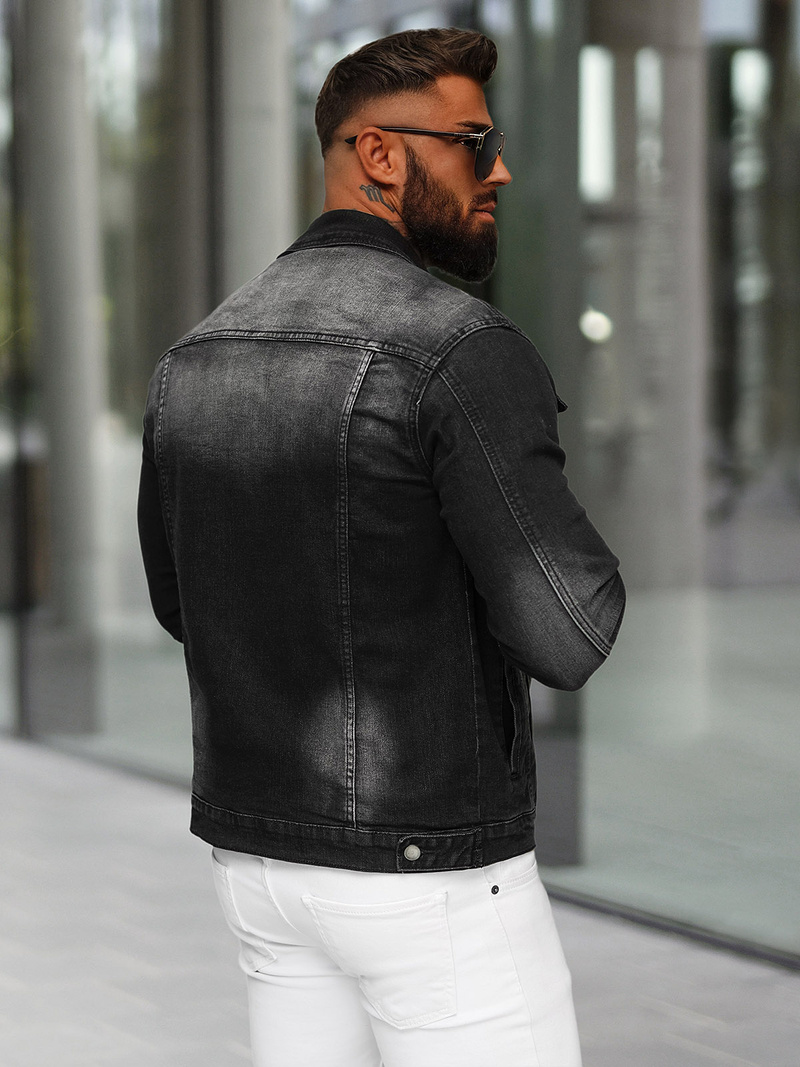 Чоловіча джинсова куртка Чорна OZONEE NB/MJ512N