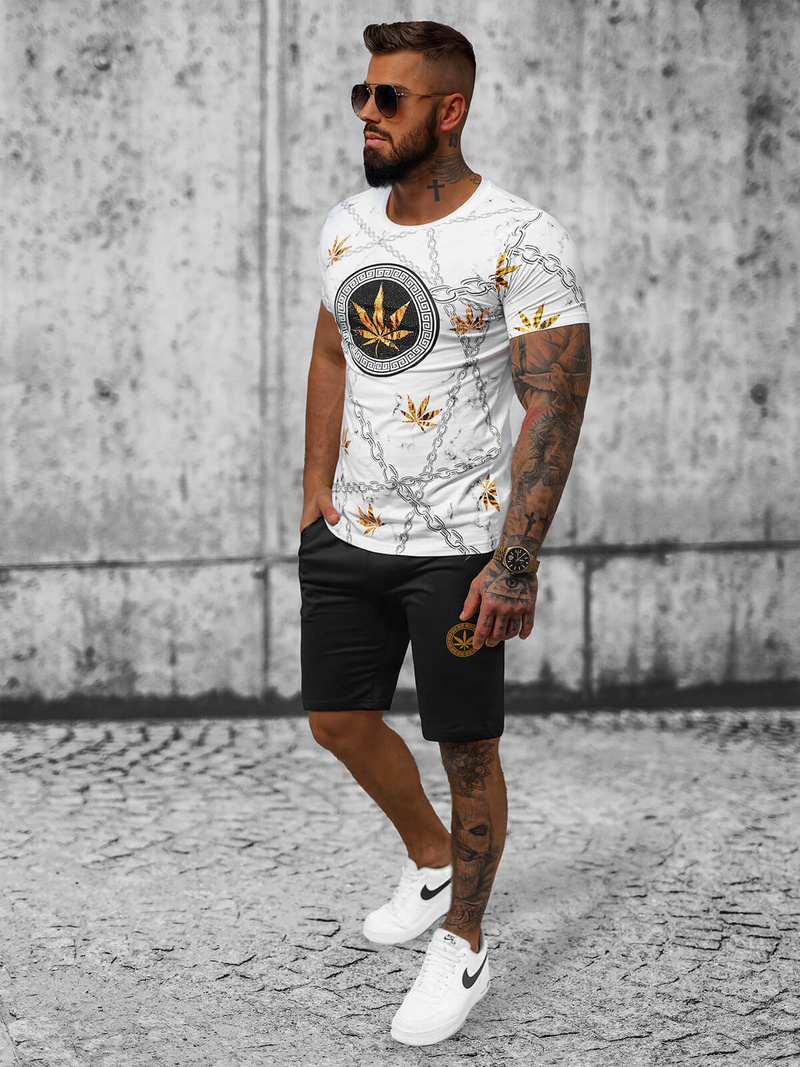 Komplet dresowy męski biało-czarny OZONEE O/HM757Z