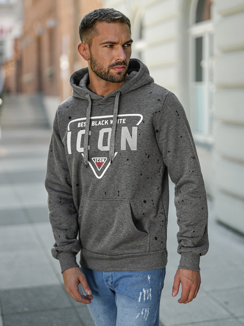 Bluza z kapturem męska grafitowa OZONEE JS/8B1737/5