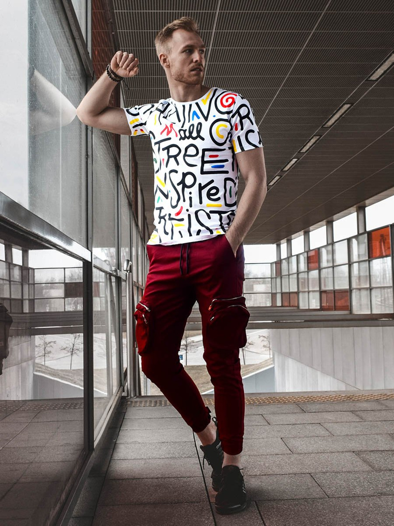 T-Shirt męski z nadrukiem biały OZONEE MR/21518