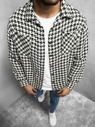 Koszula męska oversize w kratę czarno-biała OZONEE MACH/G809Z