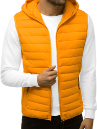 Kamizelka męska pikowana z kapturem camelowa OZONEE JS/HDL88002Z