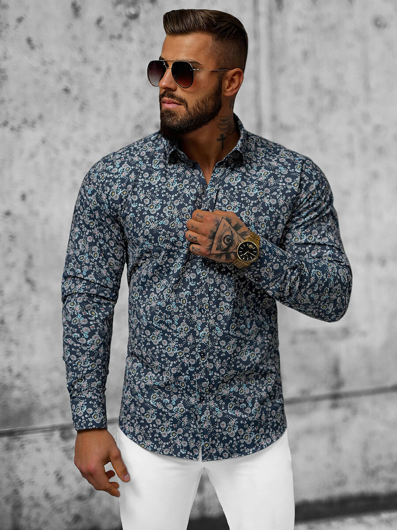 Сорочка чоловіча tемно-cиня OZONEE O/V15