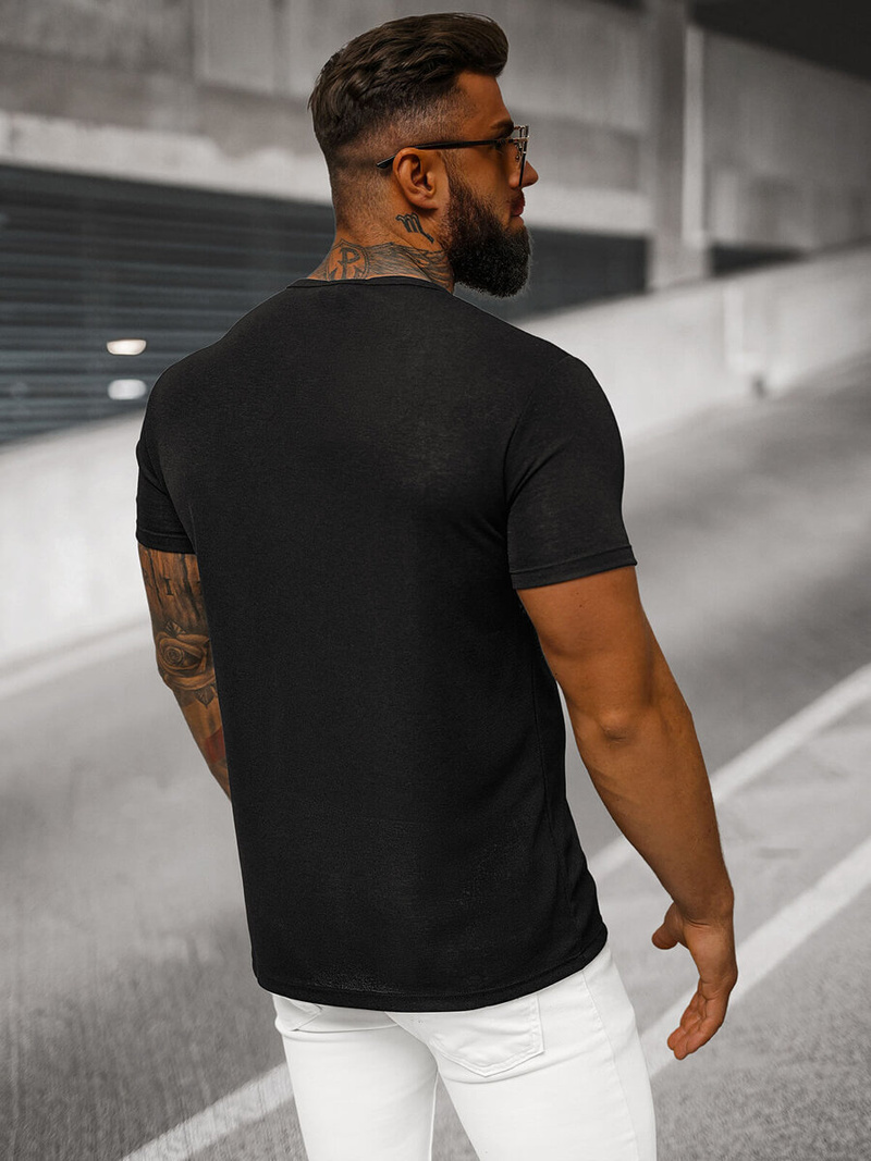 T-shirt męski czarny OZONEE O/L1453