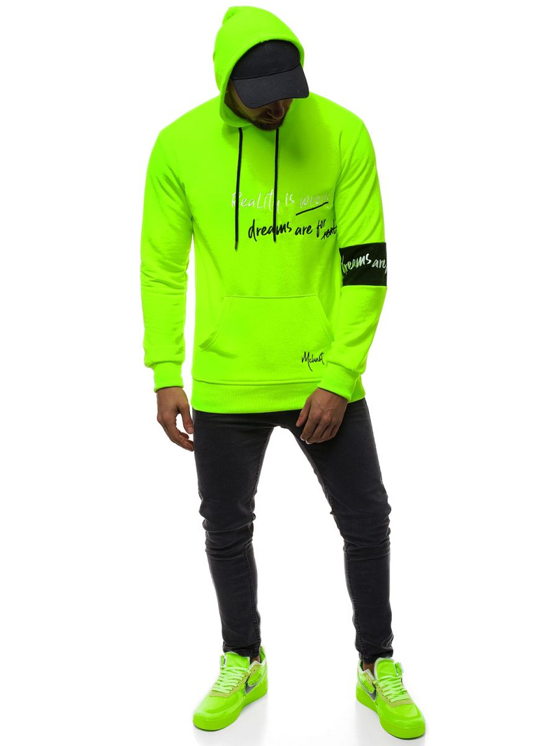 Bluza z kapturem męska zielona-neon OZONEE MACH/3105Z