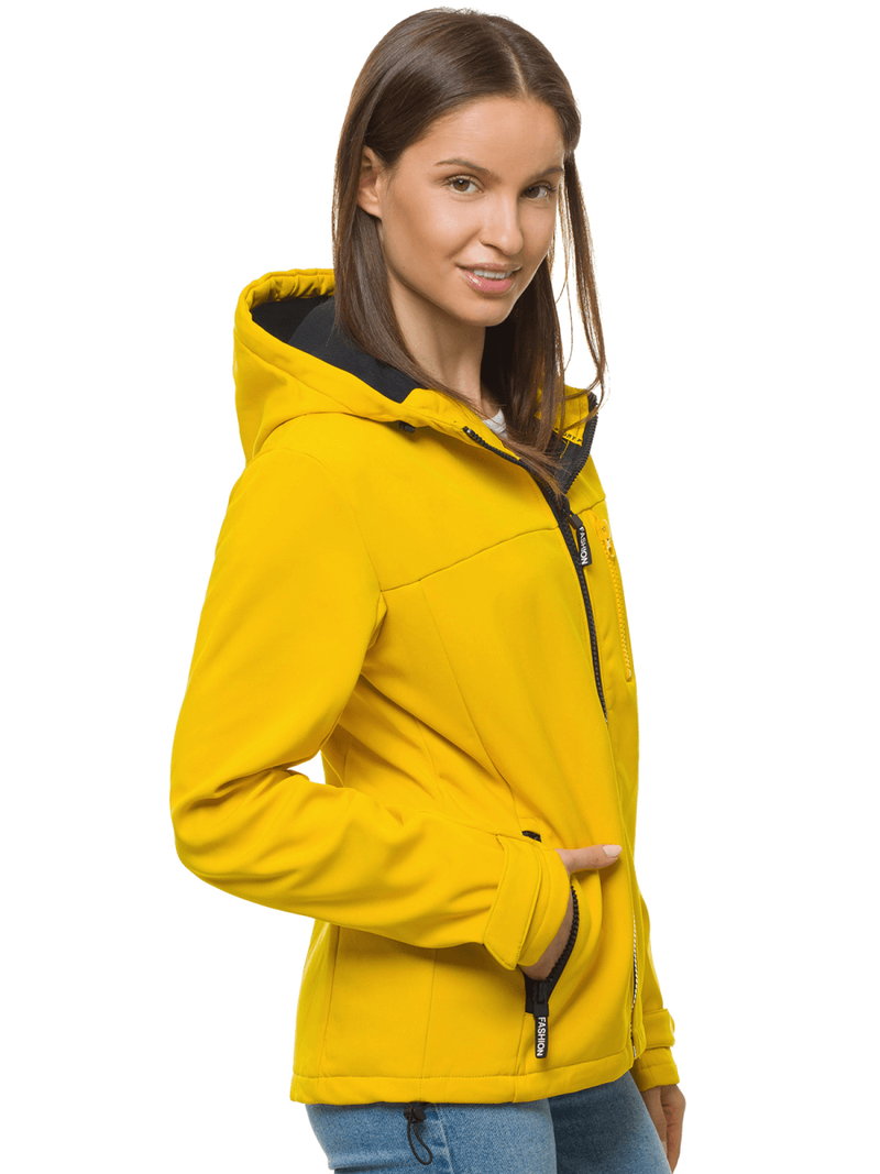 Kurtka softshell damska z kapturem żółta OZONEE JS/KSW6007