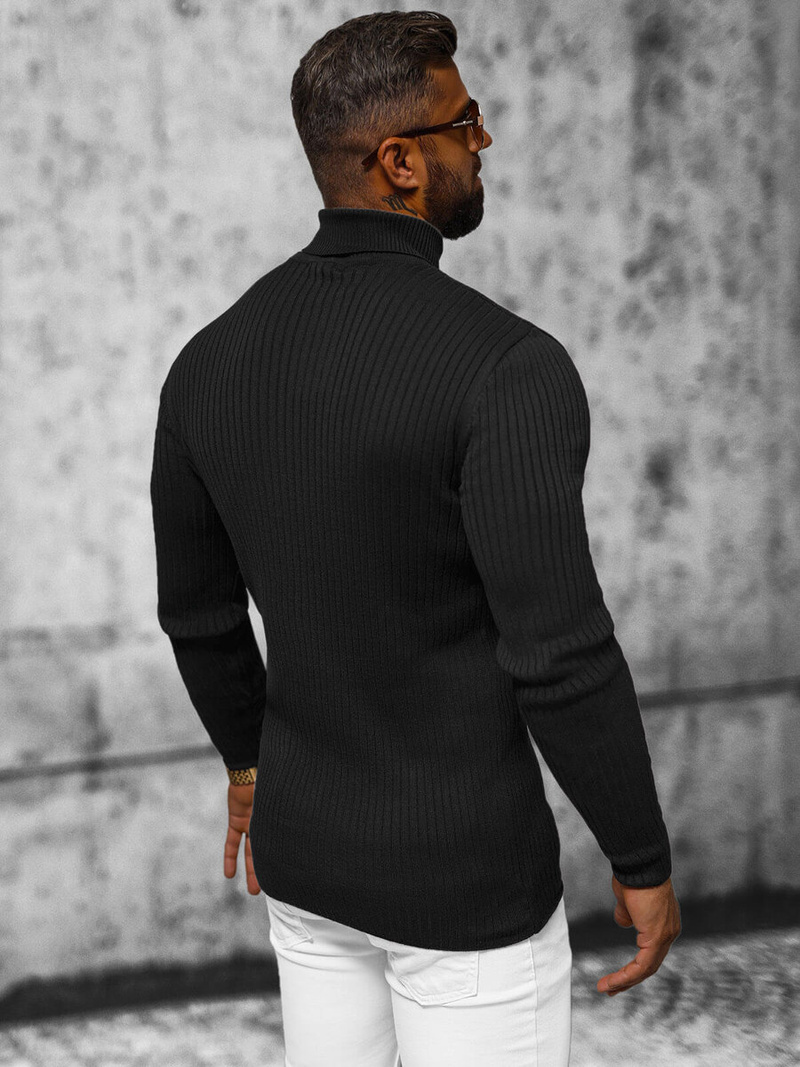 Sweter męski golf czarny OZONEE L/2533Z