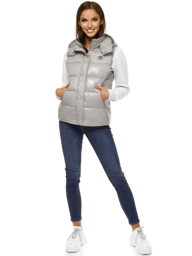 Стьобаний жіночий жилет сірий OZONEE O/SW025/24