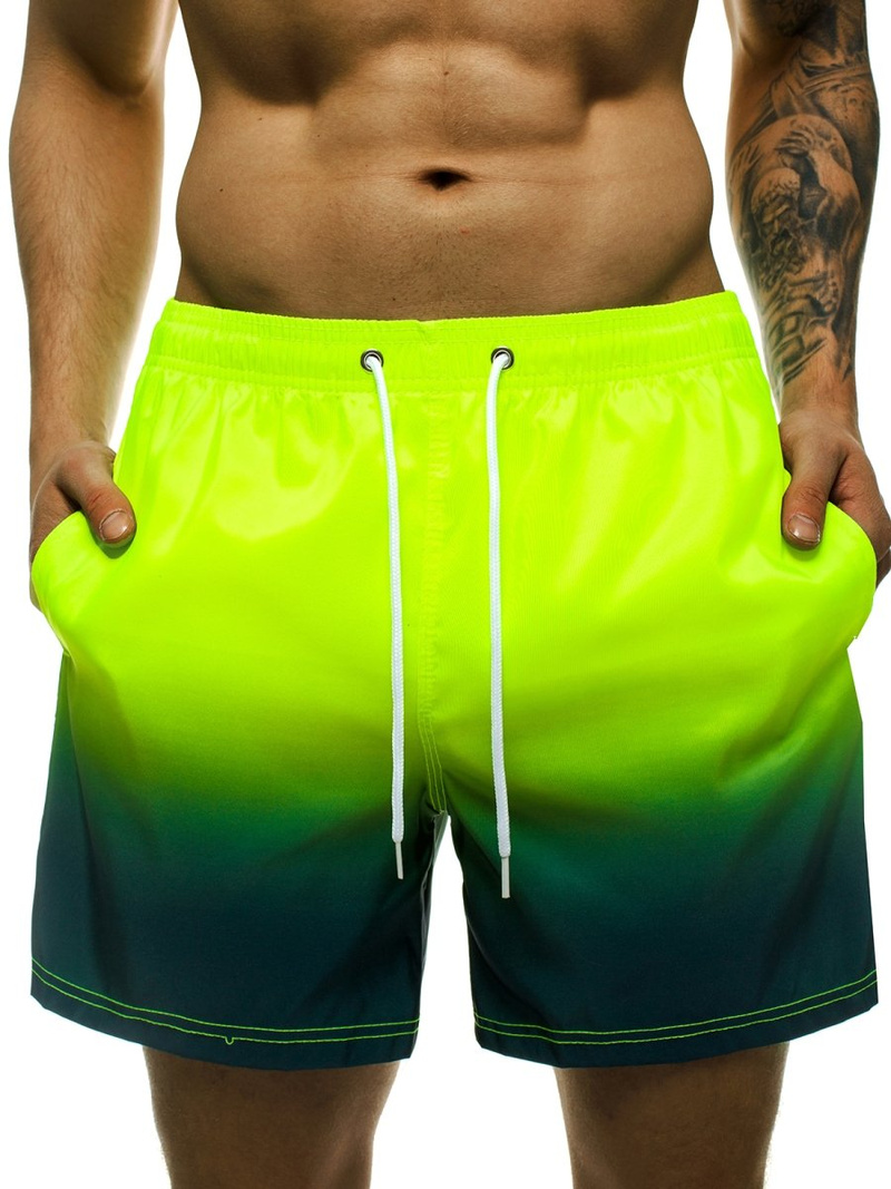 Spodenki kąpielowe męskie żółto-zielone OZONEE ST008-10