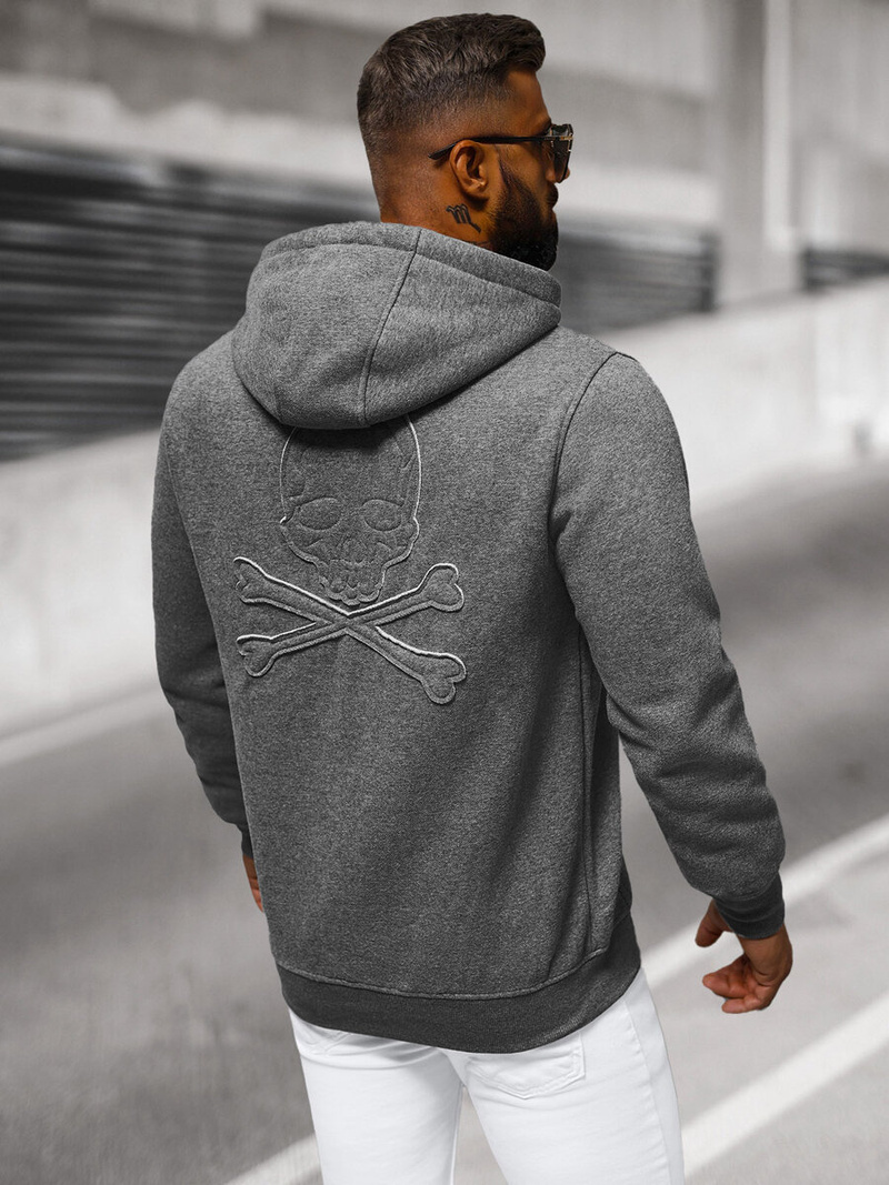 Bluza męska z kapturem rozpinana grafitowa OZONEE NB/MF2003