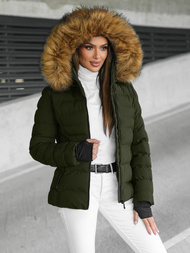 Kurtka zimowa damska z futerkiem zielona OZONEE JS/5M768/136Z