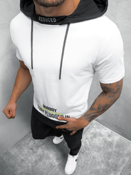 T-Shirt z kapturem męski biały OZONEE MR/20178