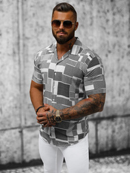 Koszula męska z krótkim rękawem szara OZONEE E/1400/123