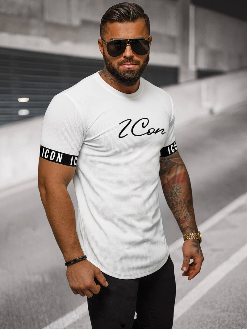 T-shirt męski biały OZONEE O/T7578