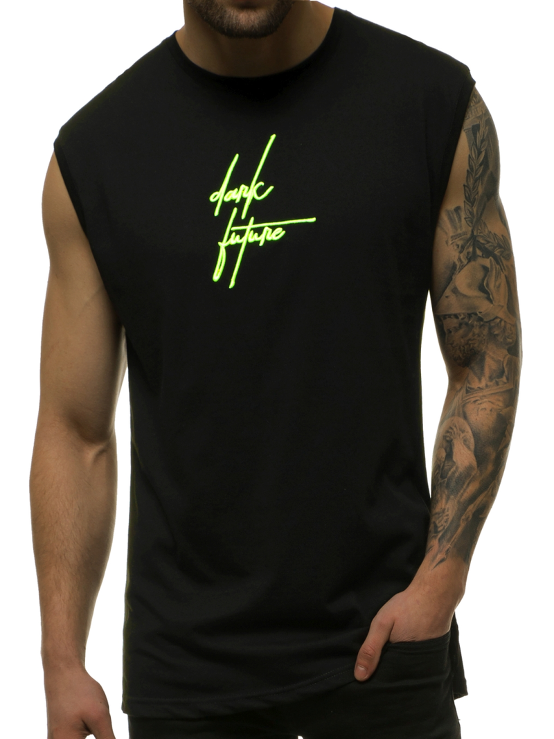 T-Shirt bez rękawów męski czarno-żółty OZONEE MACH/M1176