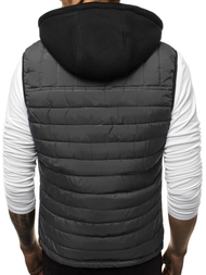 Kamizelka męska pikowana z kapturem grafitowa OZONEE N/6102