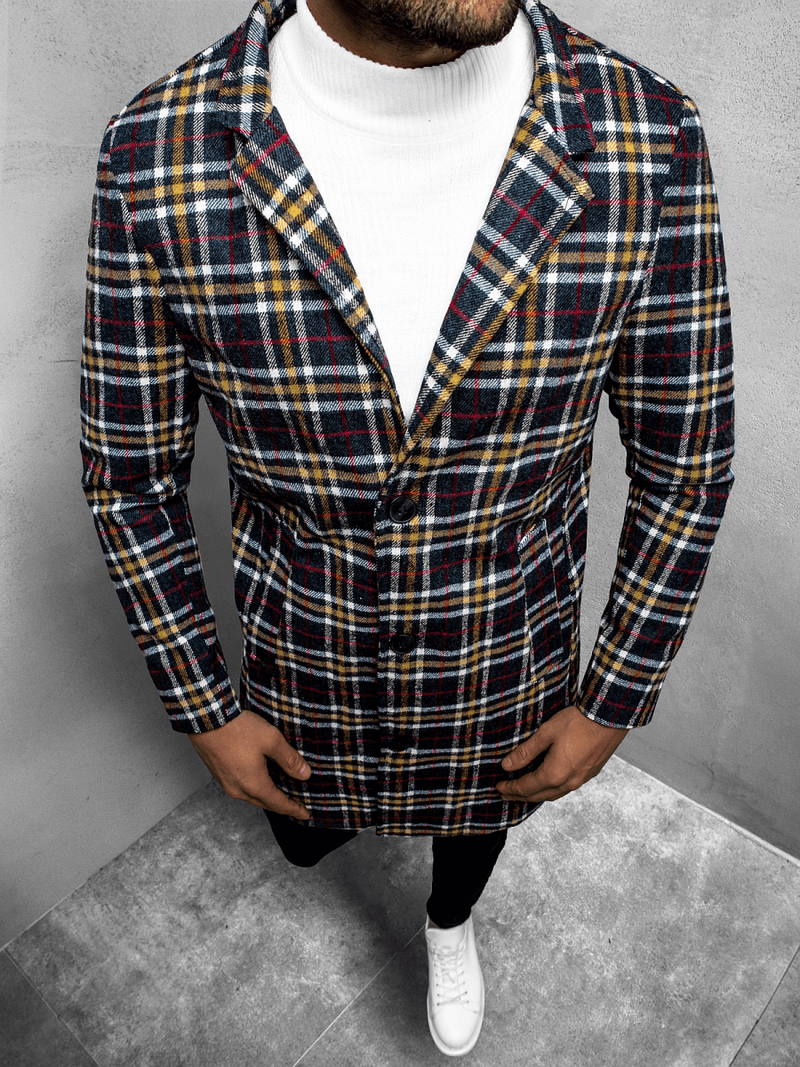 Пальто чоловіче темно-синій і бежевий OZONEE O/5628