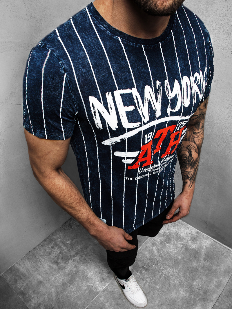 T-Shirt męski granatowy OZONEE HFM/017Z