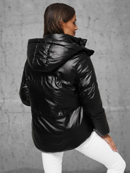 Kurtka zimowa damska pikowana czarna OZONEE JS/5M3185/392