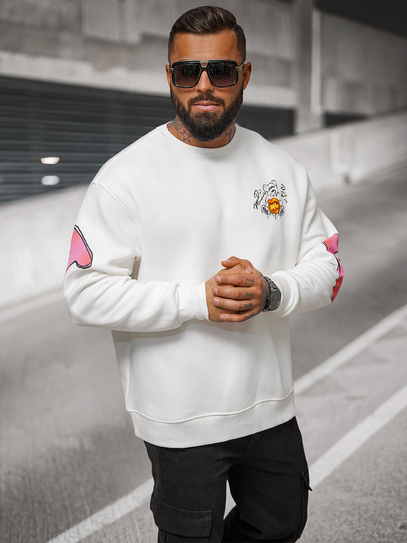 Bluza oversize biała OZONEE O/SWE23041