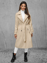 Жіноче шкіряне пальто Бежевий OZONEE JS/11Z8100