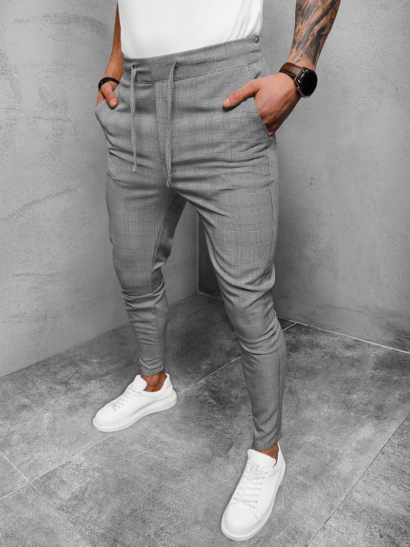 Spodnie męskie chino materiałowe szare OZONEE DJ/2281/22