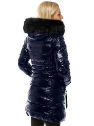 Kurtka zimowa damska parka z futerkiem granatowa OZONEE N/6357