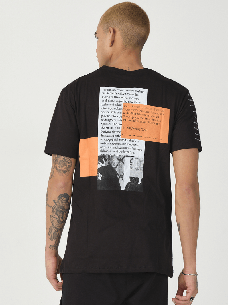 T-Shirt męski z nadrukiem czarny OZONEE MR/21516