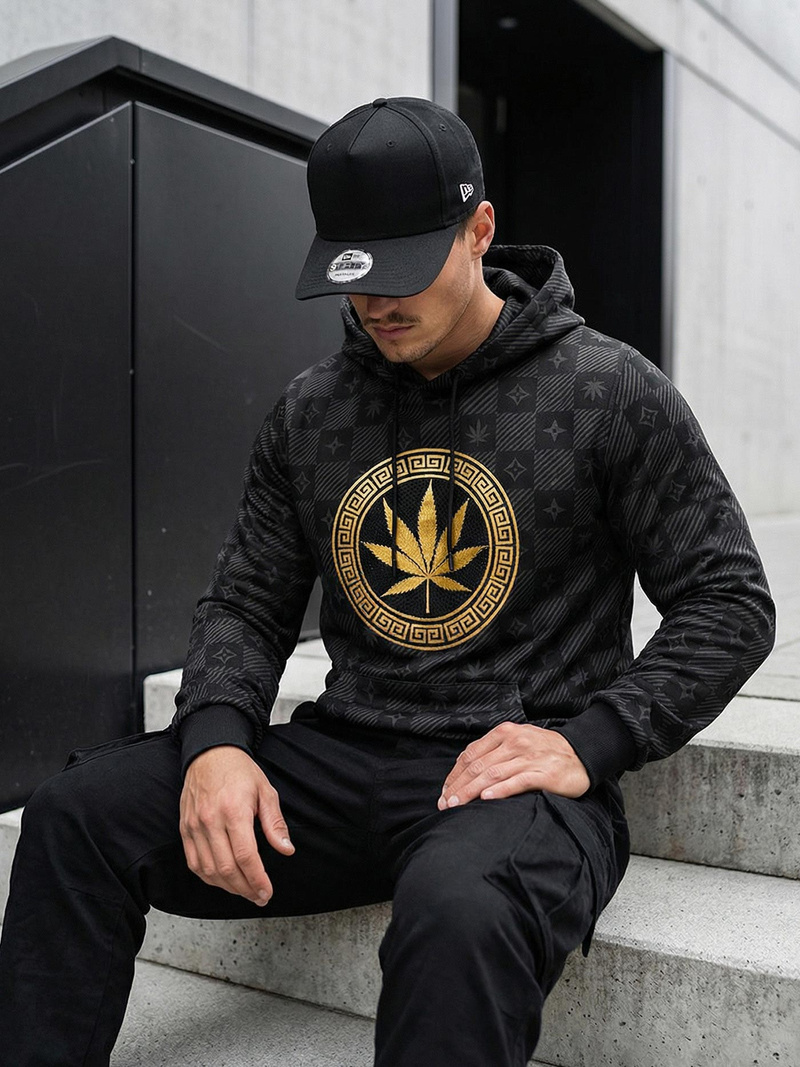 Bluza z kapturem męska czarna OZONEE O/B265Z