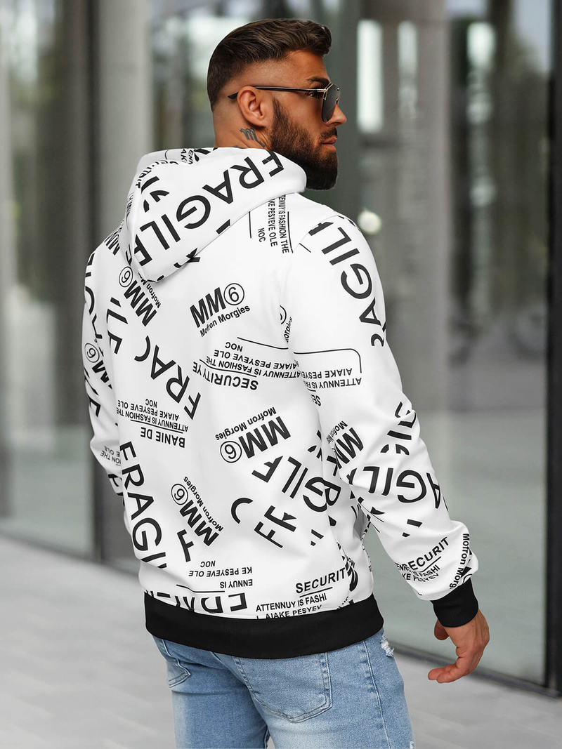 Bluza z kapturem męska biała OZONEE JS/8B1255/1