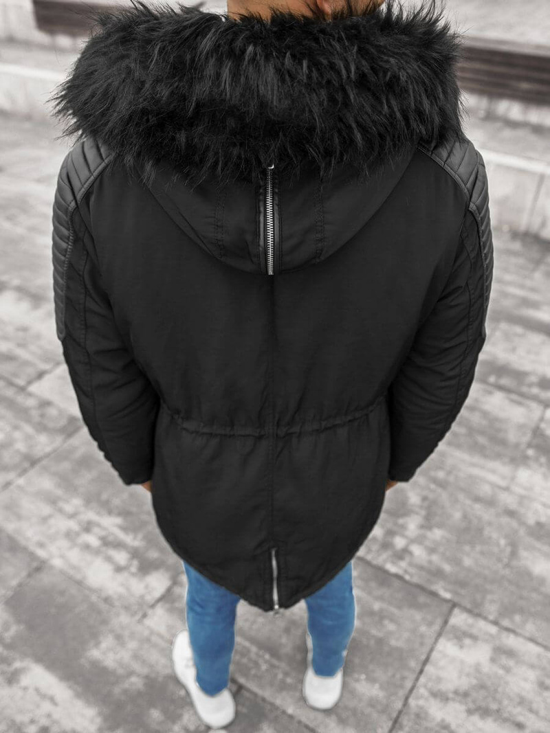 Kurtka zimowa męska parka z futerkiem czarna OZONEE O/88853Z