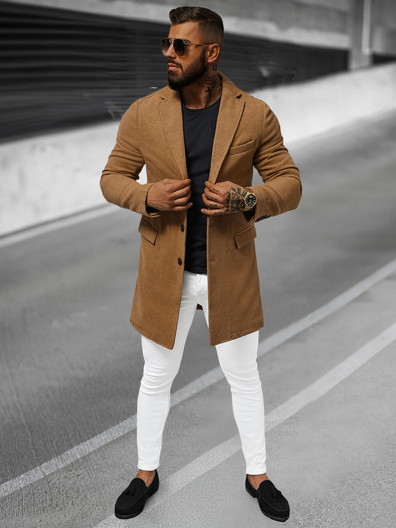 Płaszcz męski beżowy OZONEE JB/1047Z