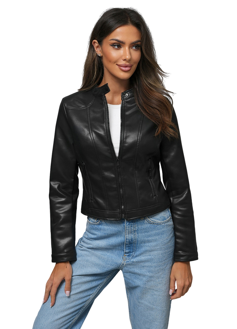 Kurtka skórzana damska czarna OZONEE JS/11Z8127